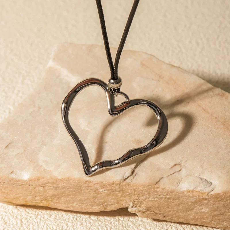 Youthway Trendy Pleated Wax Rope Line Stainless Steel Love Pendant Necklace For Women Personalized Jewelry Gift - Image 3