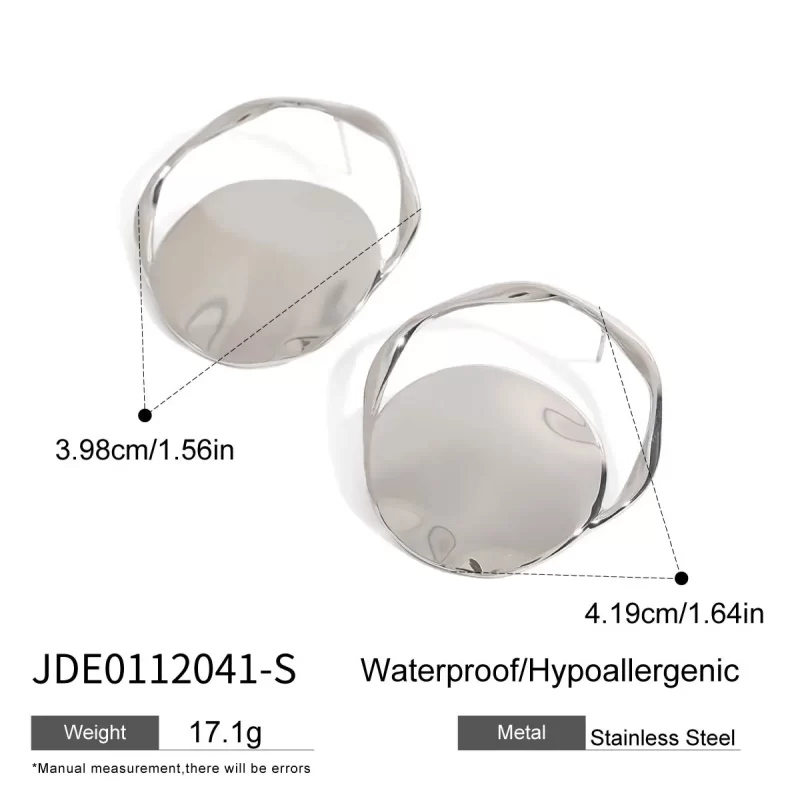 Stainless Steel Oversized Polished Bold Statement Fashion Jewelry Hollow Round Hoop Earrings - Image 5
