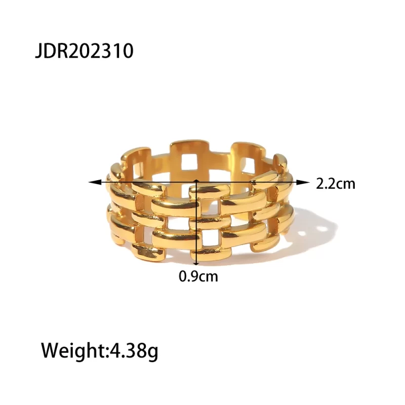 J&D 18K Gold Plate Stainless Steel Rings Trendy Minimalist Geometric Adjustable Ring - Image 3