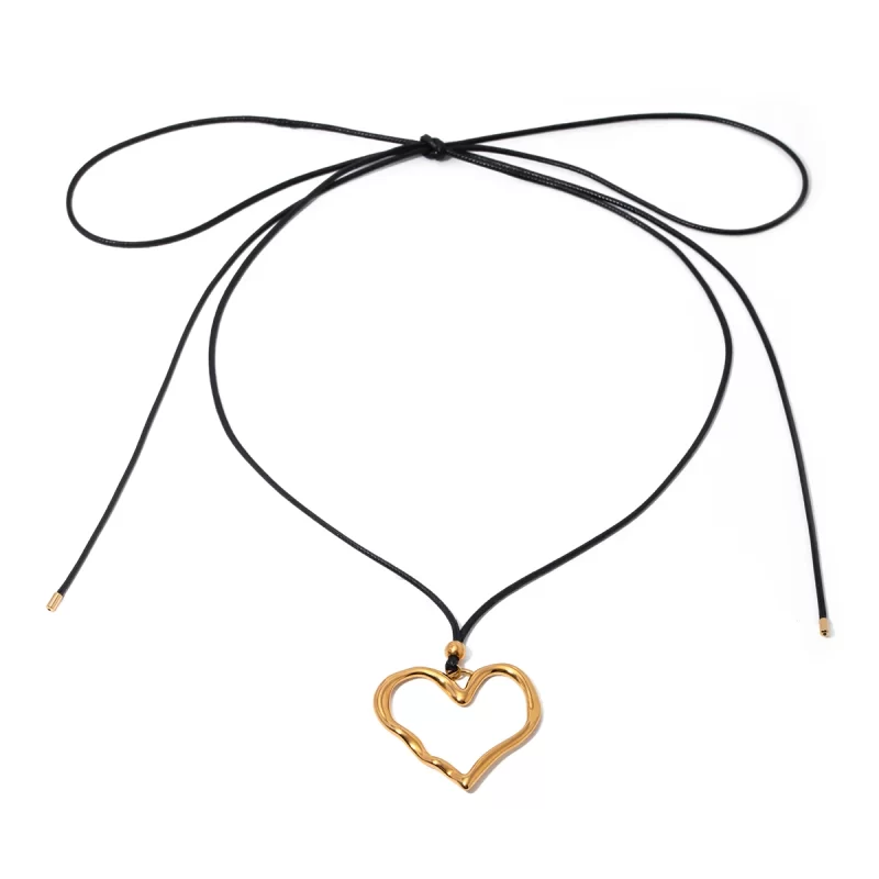 Youthway Trendy Pleated Wax Rope Line Stainless Steel Love Pendant Necklace For Women Personalized Jewelry Gift - Image 4