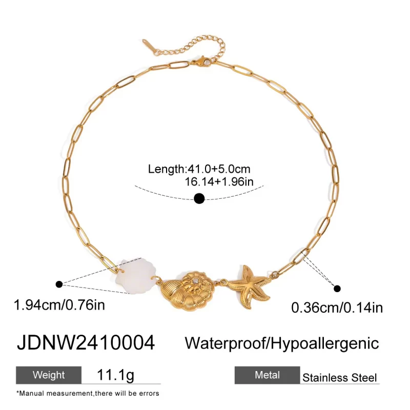 J&D Ocean 18K Gold Plated Stainless Steel Charm Necklace Shell Snail Starfish Vacation Jewelry - Image 6