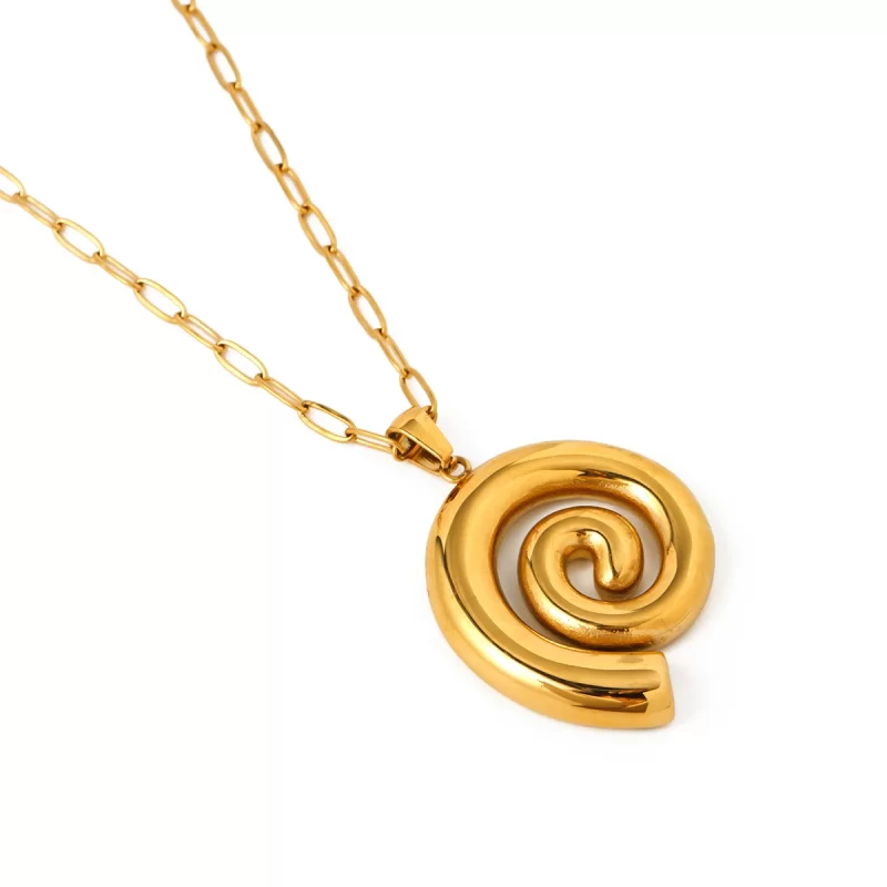 Youthway New Fashion Stainless Steel Threaded Circle Pendant Necklace for Women 18K PVD Gold Plated Tarnish Free Jewelry Gift - Image 5