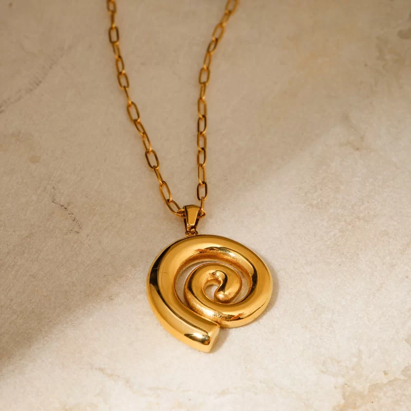 Youthway New Fashion Stainless Steel Threaded Circle Pendant Necklace for Women 18K PVD Gold Plated Tarnish Free Jewelry Gift - Image 2