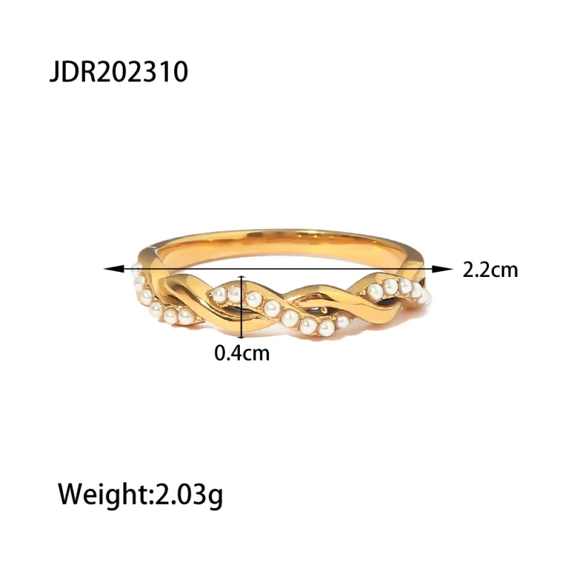Ins Style 18K Gold Plated Zircon Enamel Ring Jewelry Stainless Steel Waterproof Open Rings for Women - Image 4
