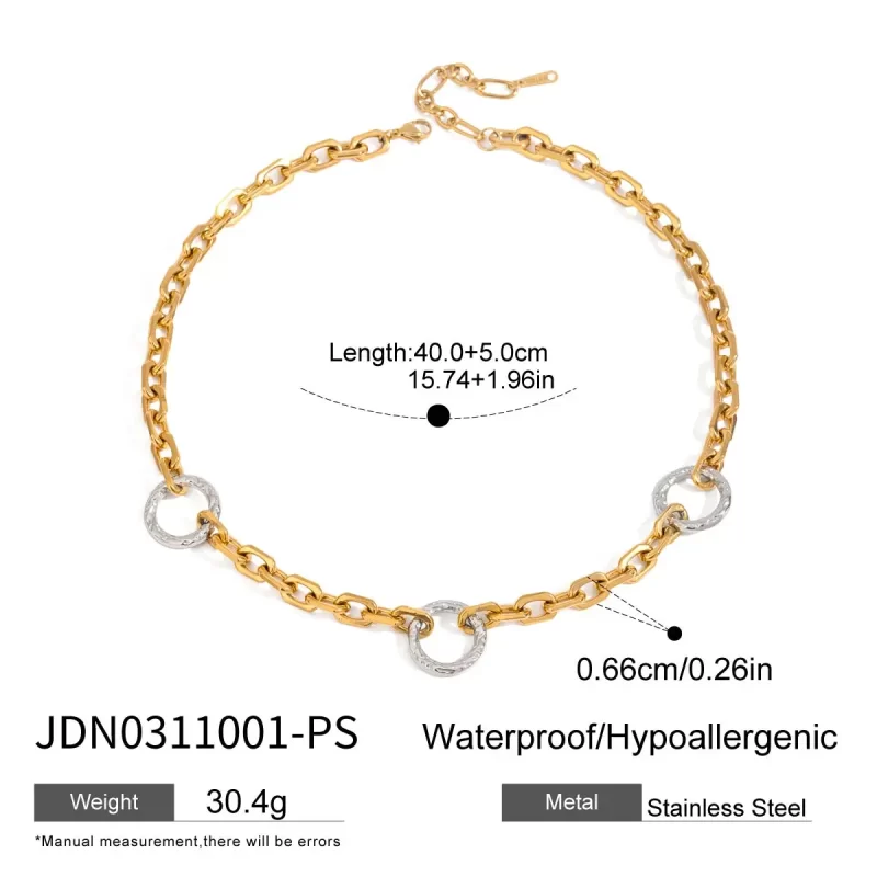 J&D Women's Modern Minimalist Gold Plated Stainless Steel Choker Chain Necklace Trendy Geometric Style for Party - Image 6