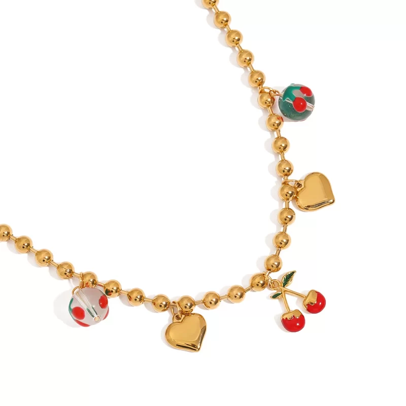 Youthway Love Heart Fruit Charm Stainless Steel Pendant Necklace For Ladies & Girls Waterproof Summer Cute Trendy Jewelry - Image 4