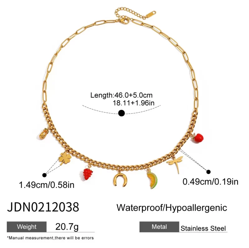 J&D Luxury Gold-Plated Stainless Steel Pendant Necklace Trendy Fruit Pattern Design Meaningful Women's Gift Jewelry - Image 6