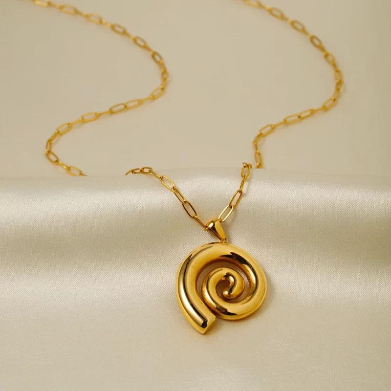 Youthway New Fashion Stainless Steel Threaded Circle Pendant Necklace for Women 18K PVD Gold Plated Tarnish Free Jewelry Gift - Image 3
