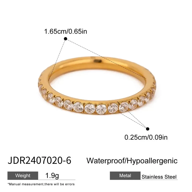 JD 18K Gold Plated Stainless Steel Full Circle AAA Cubic Zirconia High Polish Ring Hypoallergenic Luxury Jewelry for Women - Image 5