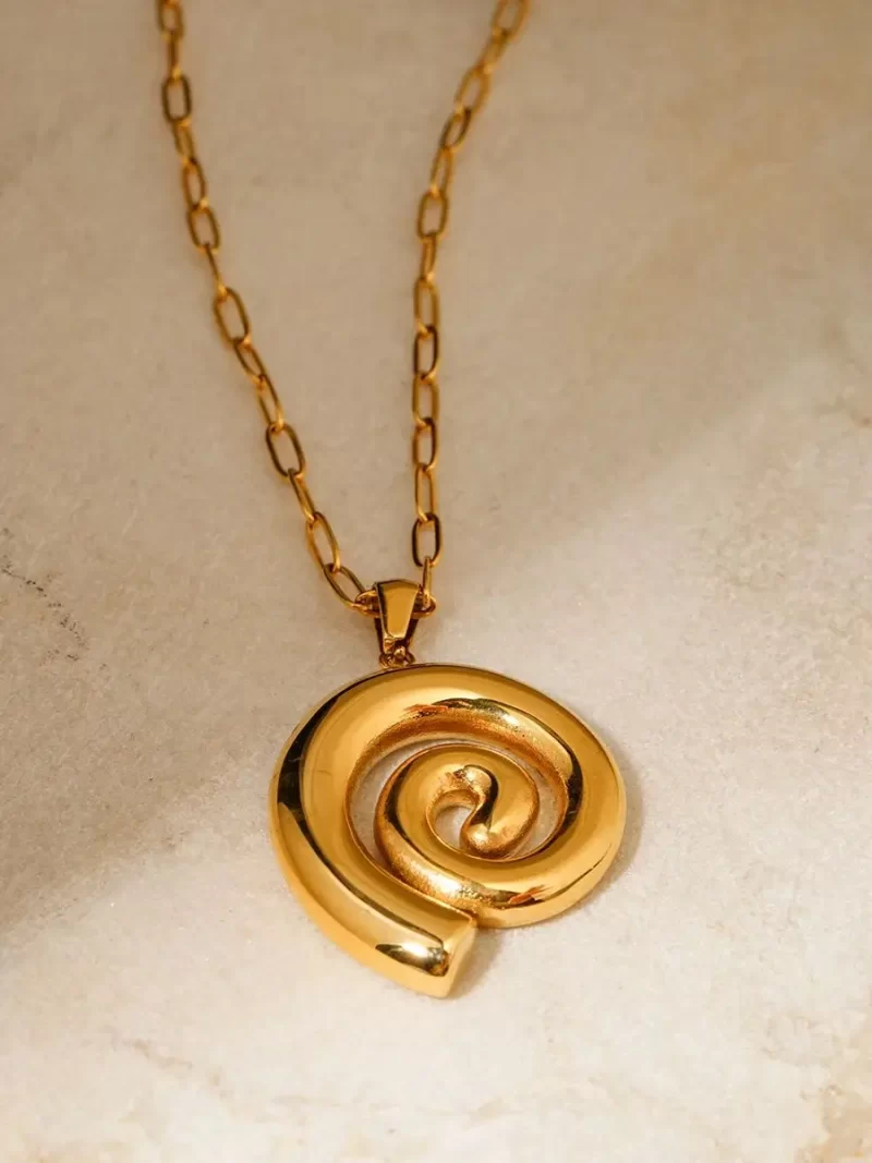 Youthway New Fashion Stainless Steel Threaded Circle Pendant Necklace for Women 18K PVD Gold Plated Tarnish Free Jewelry Gift - Image 4