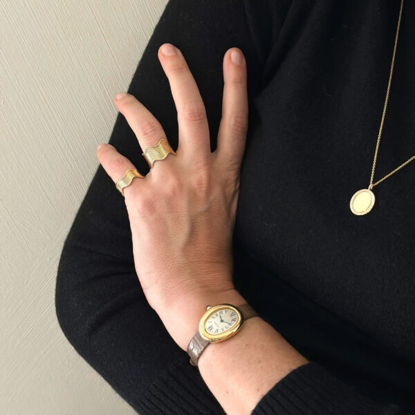 18K Gold Stainless Steel Minimalist Ripple Ring - Image 4
