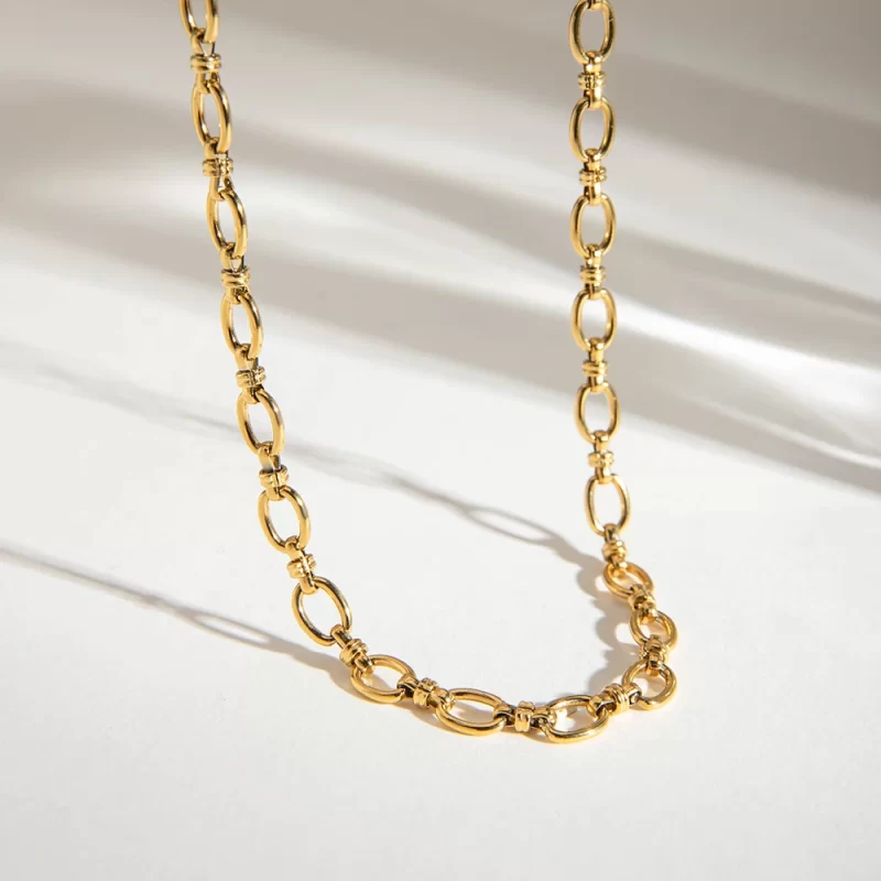 J&D 18k Gold Stainless Steel Two Tone Swivel Link Chain Necklace Fashion Jewelry for Women Stackable - Image 2