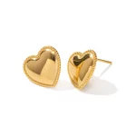 Dainty Jewelry Stainless Steel Heart Earring Gift Minimalist Texture Love Heart Stud Earring