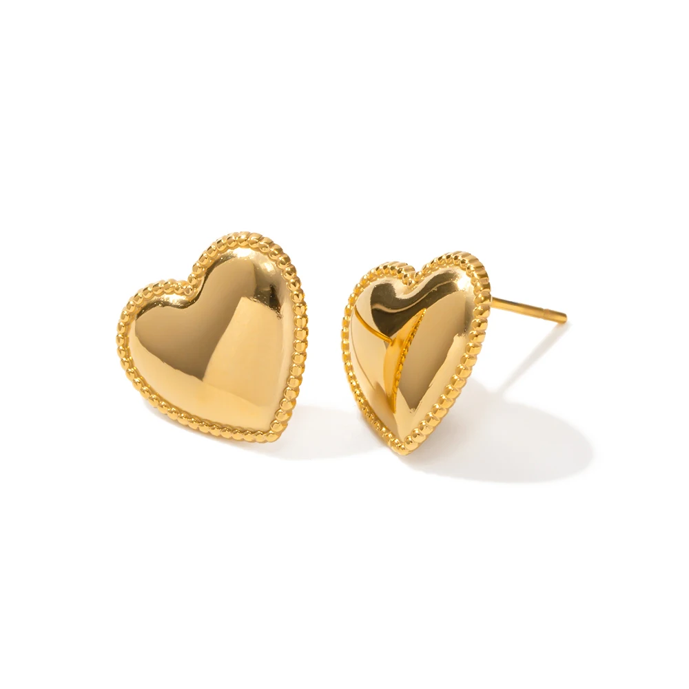 Dainty Jewelry Stainless Steel Heart Earring Gift Minimalist Texture Love Heart Stud Earring
