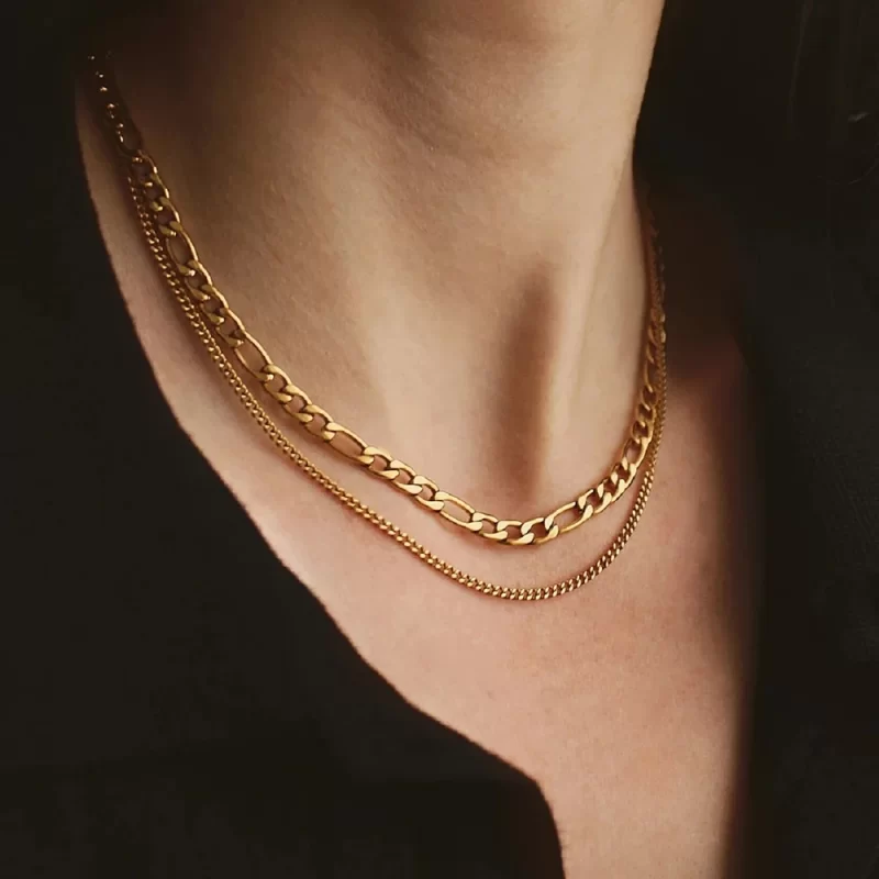 J&D 2023 Women's 18K Gold PVD Plated Stainless Steel Link Chain Statement Necklace New Arrival Waterproof Classic Style - Image 2