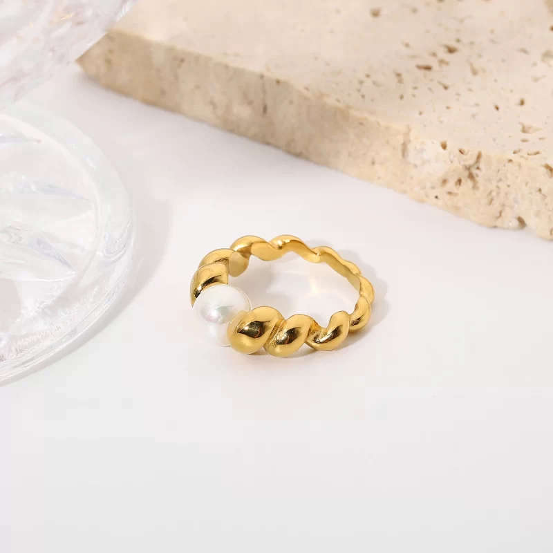 Ins Style 18K Gold Plated Zircon Enamel Ring Jewelry Stainless Steel Waterproof Open Rings for Women - Image 3