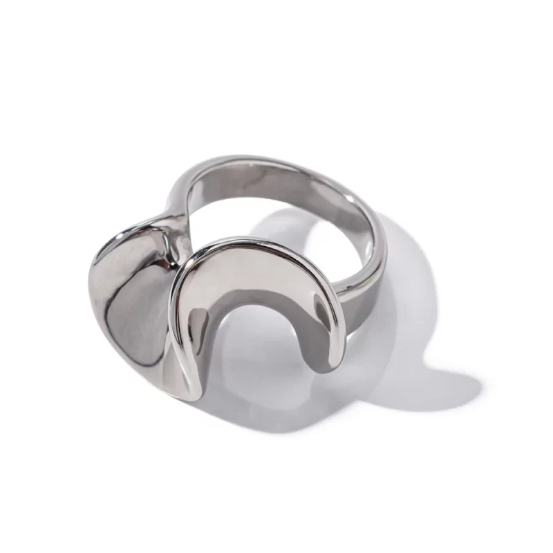 Waterproof 18K Gold-plated Stainless Steel Fashion Jewelry Wave Skirt's Hemline Ring for Women