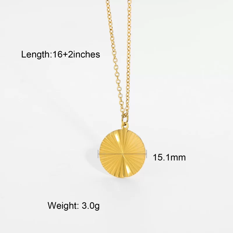 Sunburst Signet Pendant Necklace for Women 18k Gold Plated Stainless Steel Heart Butterfly Sunlight Disc Coin Choker Necklace - Image 6
