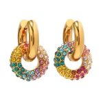 Waterproof 18k Gold Plated Stainless Steel Jewelry Gift Colorful Cubic Zirconia Hoop Earrings for Women