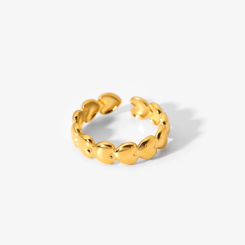 Fancy 18k Stainless Steel Jewelry Index Finger Rings Sweet Cubic Peach Heart Beans Gold Joint Love Heart Rings Women - Image 3