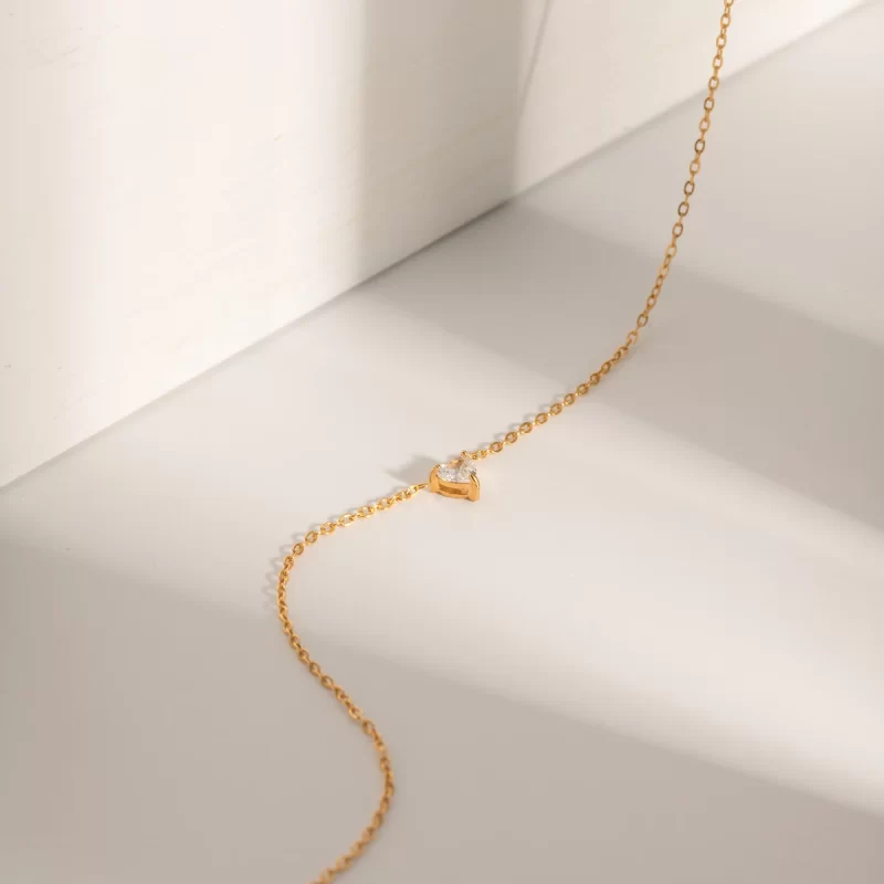 J&D Jewelry 18K Gold Plated Heart Love Stainless Steel Clear Zircon Heart Pendant Necklace - Image 4