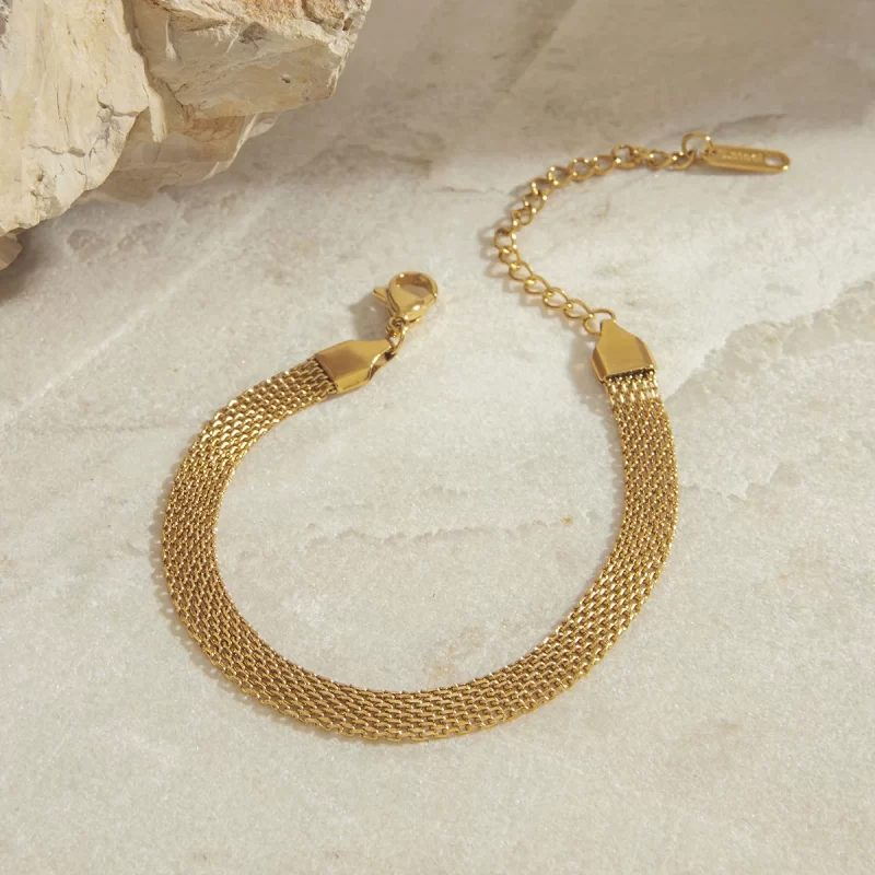 J&D Modern Trendy Minimalist 18K Stainless Steel Women's Chain Bracelet Fashion Link Jewelry - Image 3