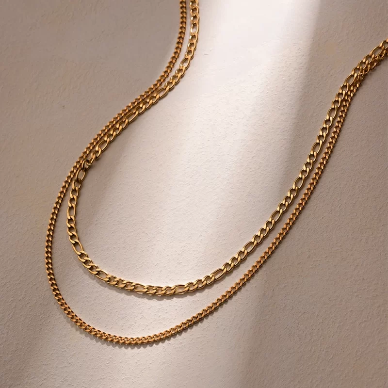 J&D 2023 Women's 18K Gold PVD Plated Stainless Steel Link Chain Statement Necklace New Arrival Waterproof Classic Style - Image 4