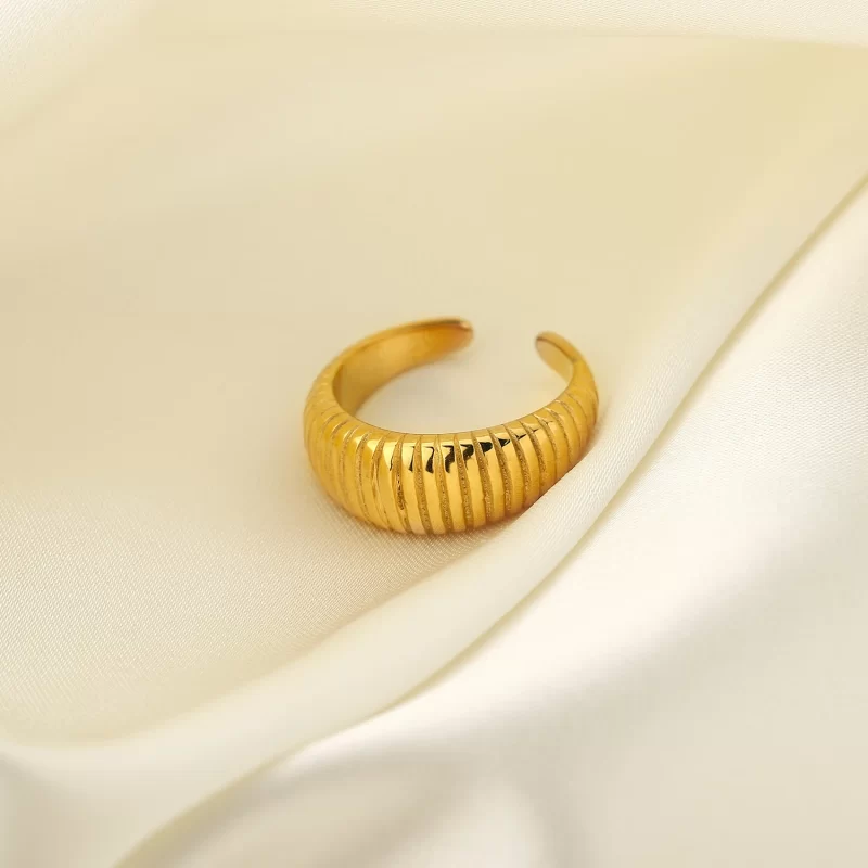 Ins Style 18K Gold Plated Zircon Enamel Ring Jewelry Stainless Steel Waterproof Open Rings for Women - Image 4