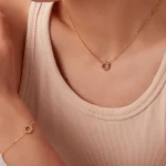 Dainty Zircon Ring Shape Pendant Necklace Stainless Steel 18K Pvd Gold Plated Jewelry Necklace