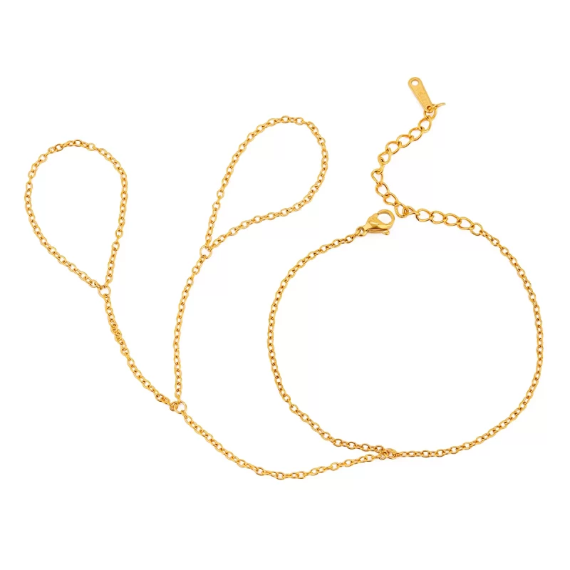 J&D Jewelry 18K Gold Plated Waterdrop Bracelet Stainless Steel Green Cubic Zircon Chain Hand Bracelet