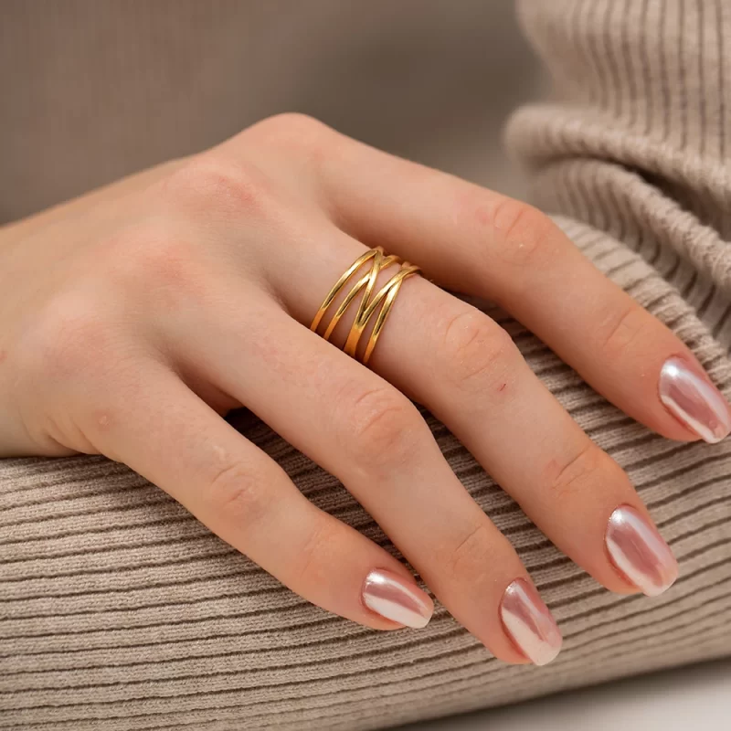 18K Gold Plated Stainless Steel Filigree Open Ring High-quality Jewelry for Girls Women - Image 2