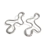 Hypoallergenic Heart Geometric C 18k PVD Gold Plated 316L Stainless Steel Chunky Hollowed Statement Earrings