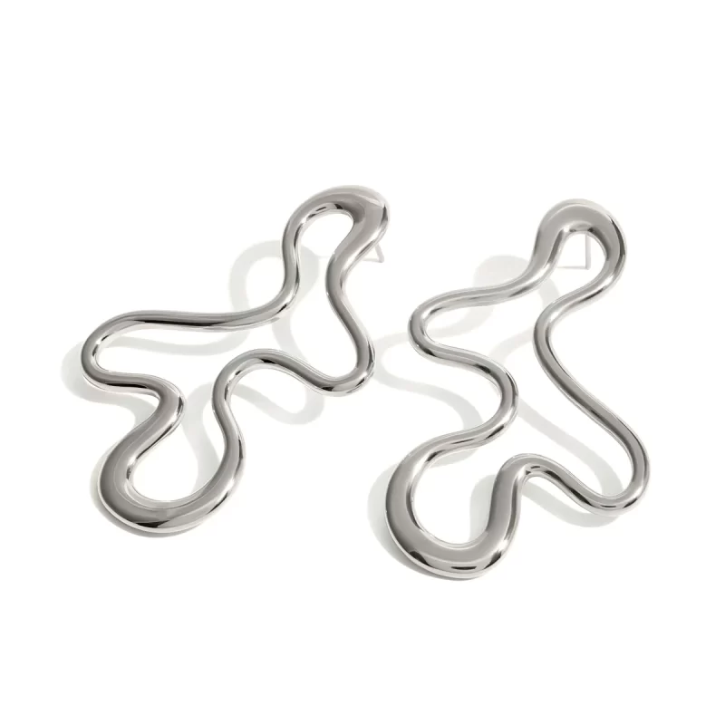 Hypoallergenic Heart Geometric C 18k PVD Gold Plated 316L Stainless Steel Chunky Hollowed Statement Earrings