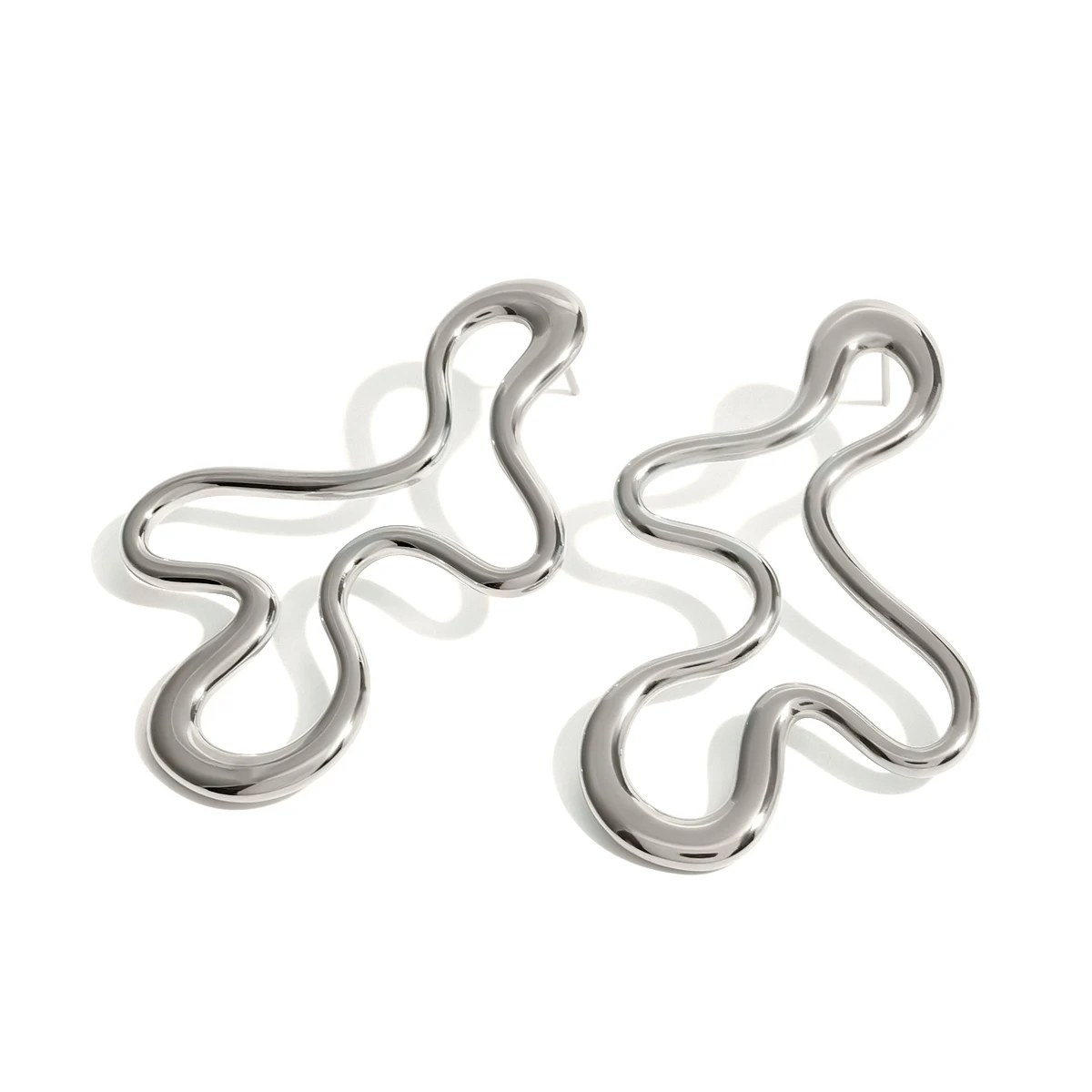 Hypoallergenic Heart Geometric C 18k PVD Gold Plated 316L Stainless Steel Chunky Hollowed Statement Earrings