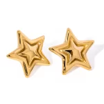 18k Gold Stainless Steel Raised Star Earrings Unique Statement Jewelry