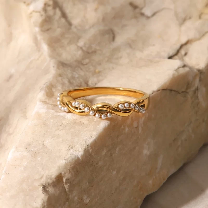 Ins Style 18K Gold Plated Zircon Enamel Ring Jewelry Stainless Steel Waterproof Open Rings for Women - Image 2