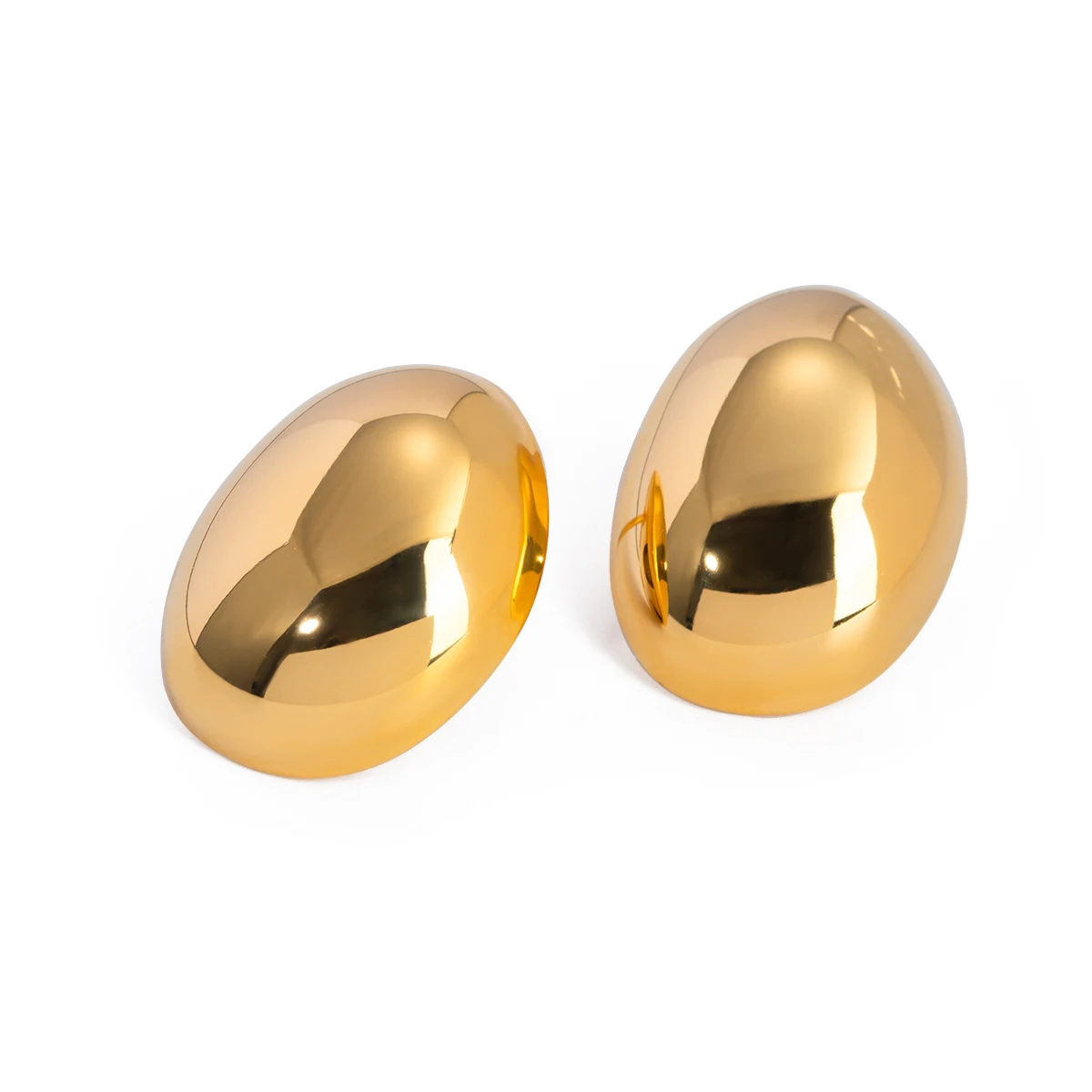 Hypoallergenic 18k Gold Stainless Steel Oval Hoop Earrings Polished Finish Everyday Wear for Women