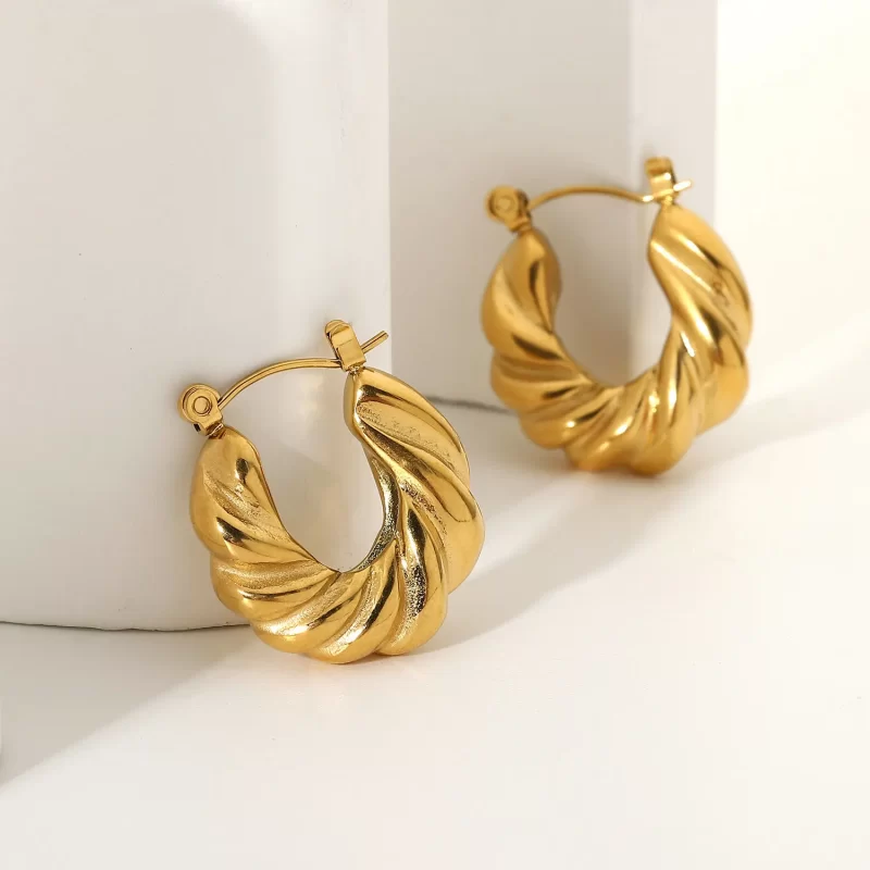 Female Rhomboid European Earring and American Simple Stainless Steel Electroplated 18K Real Gold Plated Earring - Image 3