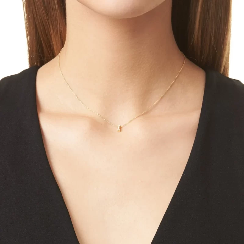J&D Jewelry Geometric 18K Gold Plated Stainless Steel Bar Clear Cubic Zirconia Pendant Necklace for Women - Image 3