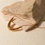 J&D Waterproof 18K Gold Plated Stainless Steel Jewelry U Shape Smooth Smile Necklace Women Daily