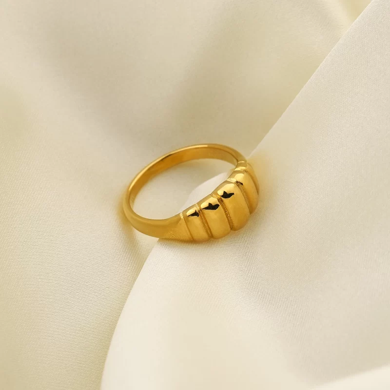 Ins Style 18K Gold Plated Zircon Enamel Ring Jewelry Stainless Steel Waterproof Open Rings for Women - Image 3