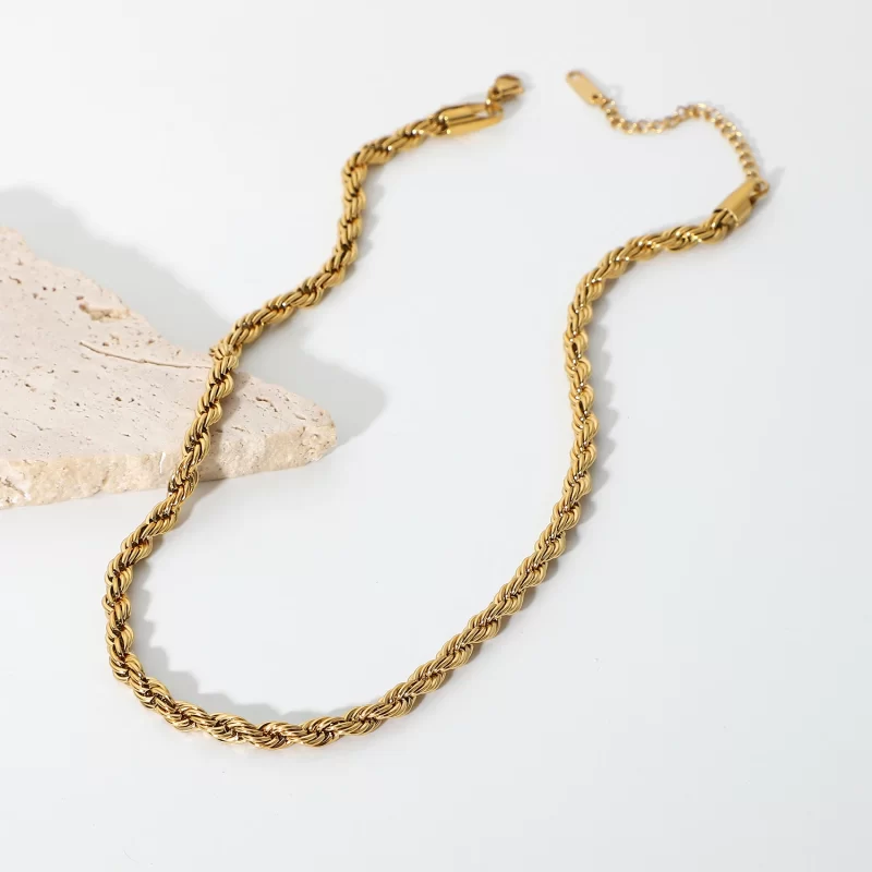 5mm Chunky Twisted Chain Necklace Women 18K Gold Stainless Steel Twisted Rope Chain Choker Necklace For Hip Pop Jewelry - Image 4