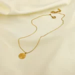Sunburst Signet Pendant Necklace for Women 18k Gold Plated Stainless Steel Heart Butterfly Sunlight Disc Coin Choker Necklace