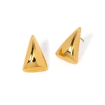 Clean Fit Waterproof 18K Gold Stainless Steel Chunky Jewelry Smooth Triangle Shaped Earring Women