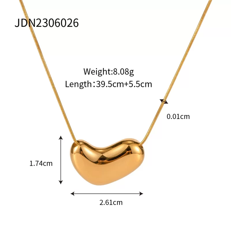 Youthway Stainless Steel Trendy Gold Silver Snake Bone Chain Irregular Heart Pendant Necklace Charm Jewelry for Women - Image 5