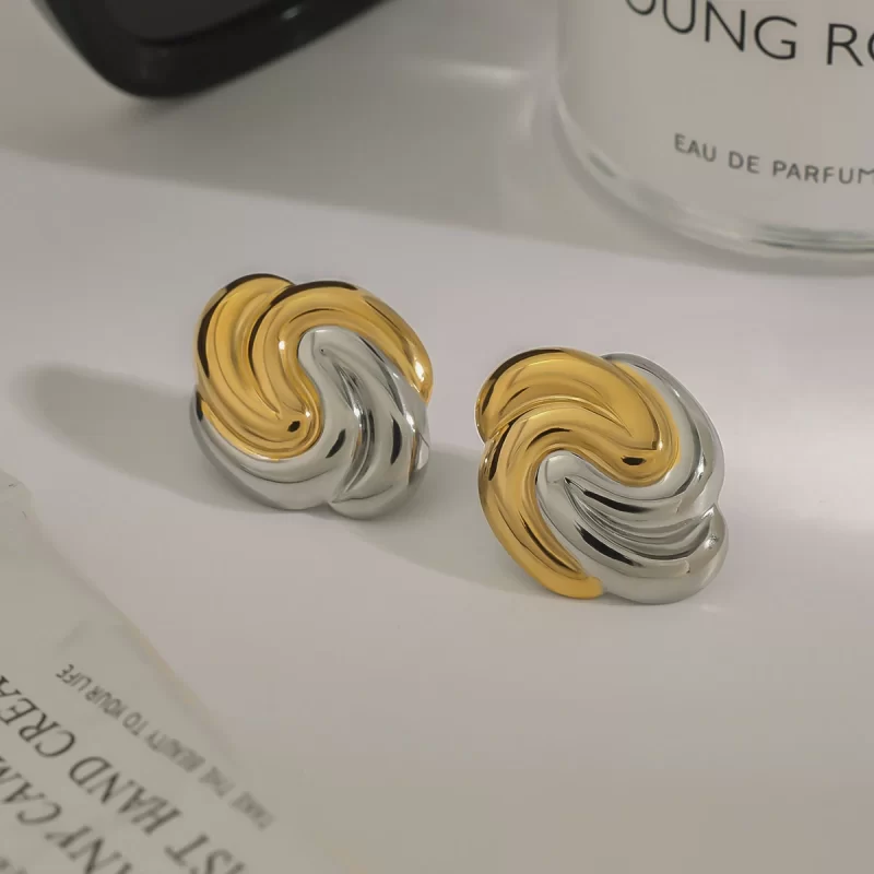 Spiraling 18k Gold Stainless Steel Twisted Hoop Earrings Minimalist Jewelry Hypoallergenic for Women - Image 4
