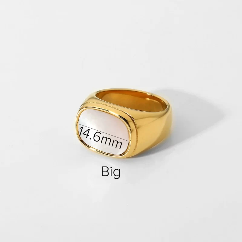 New Arrival Stainless Steel Silver Color Inlaid Square Natural White Shell Finger Ring for Girls - Image 2