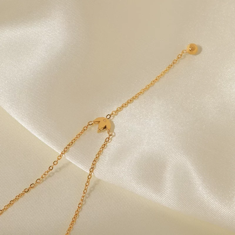 Minimalist 18K Gold Plated Zircon Necklace Stainless Steel Snake Y Shape Crown Zircon Necklace - Image 4