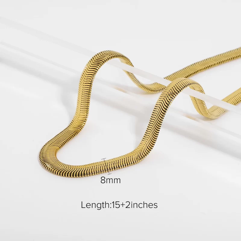 Gold Plated Stainless Steel Snake Chain Necklace Bracelets For Women 8mm Choker Necklace Stacking Jewelry - Image 2
