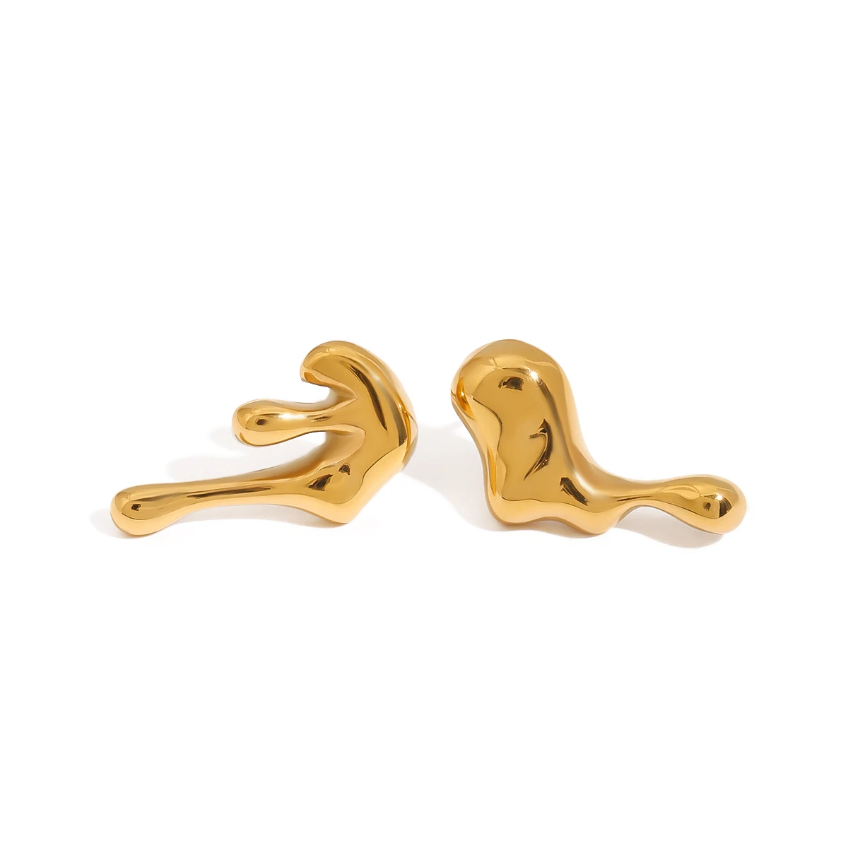 Popular Minamalist 18K Gold Plated Lava Irregular Creative Stainless Steel Stud Earring for Women